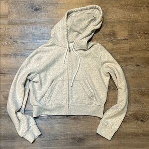 Hollister zip up Light Heather gray medium cropped